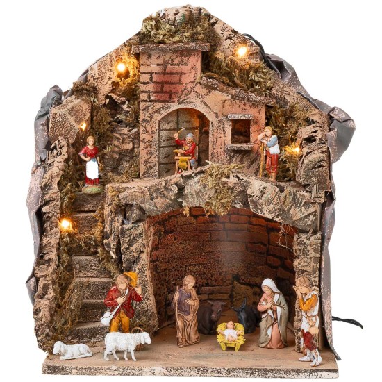 Belén con cueva con figuras de 68 corriente cm 26x19x33 h para