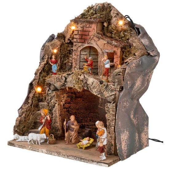 Nativity scene with grotto with figurines from68 current cm 26x19x33 h for