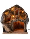 Nativity scene with illuminated grotto powered by electricity cm