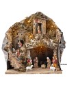 Illuminated nativity scene with Landi statues cm 30x23x35 h
