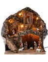 Presepe illuminato con statue Landi cm 30x23x35 h per presepe