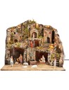 Illuminated nativity scene with fountain complete with Landi