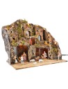 Illuminated nativity scene with fountain complete with Landi