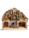 Illuminated nativity scene with oven, stream, and mill cm