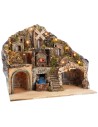 Illuminated nativity scene with oven, stream, and mill cm 60x41.5x58 h