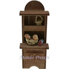 Credenza in legno con cesti cm 5,5x4x13 h. Mondo Presepi