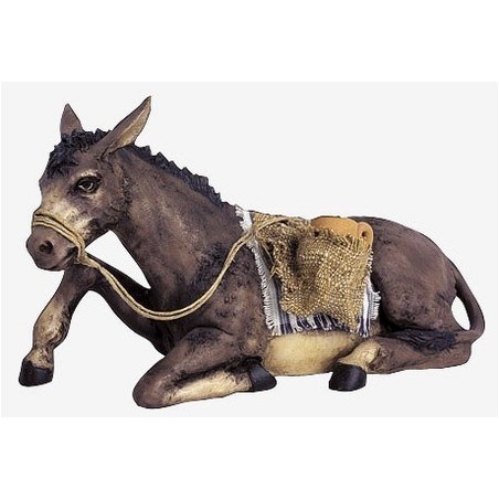 Asino sdraiato in resina STF28 04A Mondo Presepi