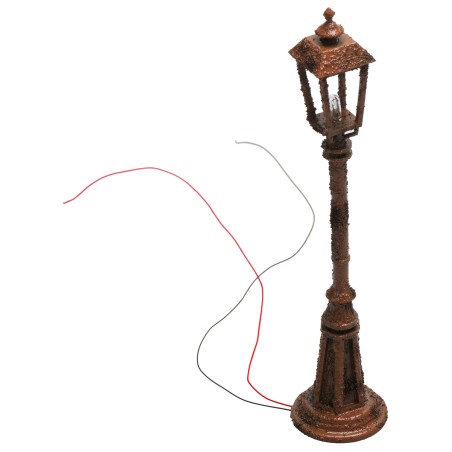 Farola oxidada con lámpara inglesa de suelo h 10 cm 12v