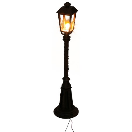Lampione arrugginito con lampada inglese da terra h 15 cm 12v