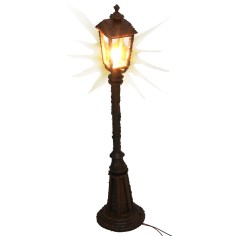 Lampione arrugginito con lampada inglese da terra h 12 cm 12v
