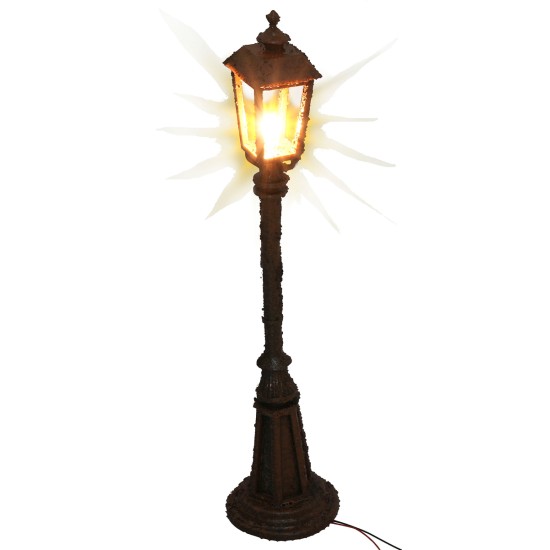 Lampione arrugginito con lampada inglese da terra h 12 cm 12v