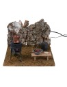 Braciere castagnaro con fuoco e Fumo presepe- alimentatore