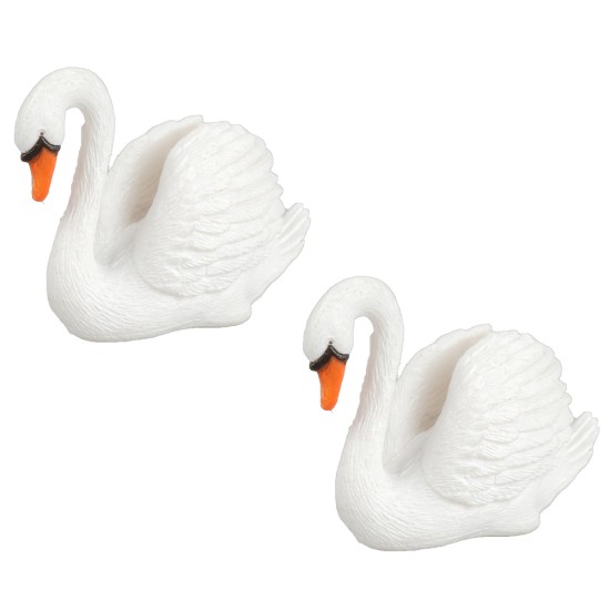 Conjunto de dos cisnes en PVC para estatuas de 9-10 cm