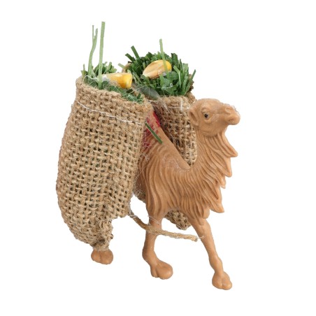 Camel with two jute bags in PVC for statues 8-9 cm
