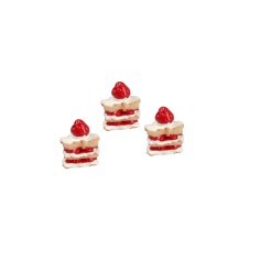 Conjunto de tres pasteles con crema y fresa cm 2x1,2x1,5 h para belén 2