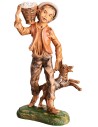 Pastore con cane e cesto sulle spalle h 18 cm per presepe Mondo