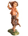 Shepherd with dog and basket on shoulders h 18 cm for Mondo nativity scene