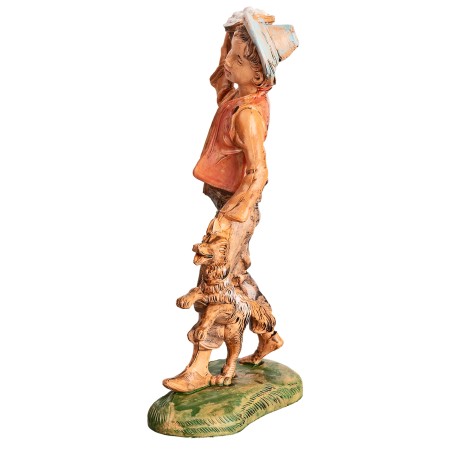 Pastor con perro y cesta sobre los hombros h 18 cm para belén Mondo