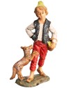 Shepherd with dog and basket h 18 cm for nativity scene Mondo Presepi