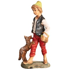 Shepherd with dog and basket h 18 cm for nativity scene Mondo Presepi 2