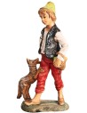 Shepherd with dog and basket h 18 cm for nativity scene Mondo Presepi