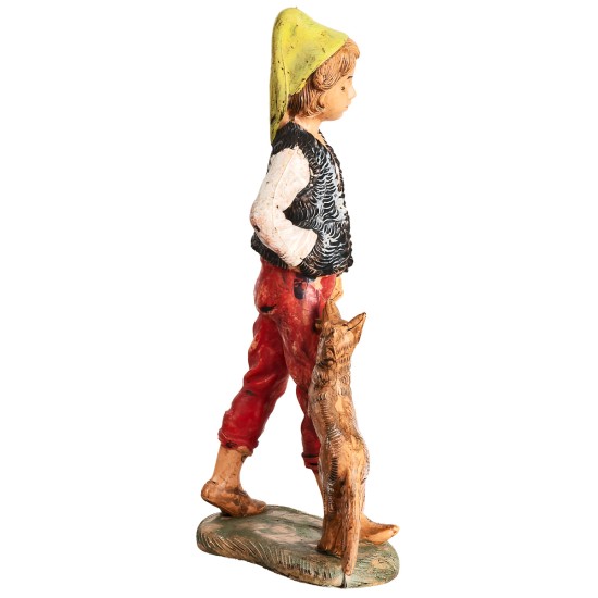 Shepherd with dog and basket h 18 cm for nativity scene Mondo Presepi