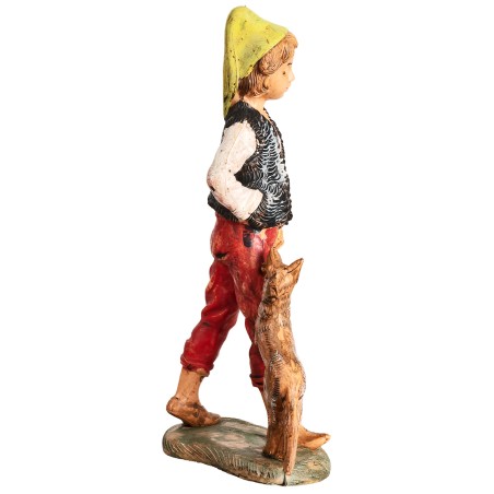 Pastor con perro y cesta h 18 cm para belén Mondo Presepi