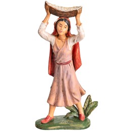 Mujer con cesta en la cabeza h 17-18 cm