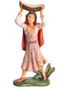 Woman with basket on head h 19.5 cm for nativity scene Mondo Presepi