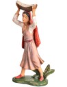 Woman with basket on head h 19.5 cm for nativity scene Mondo Presepi