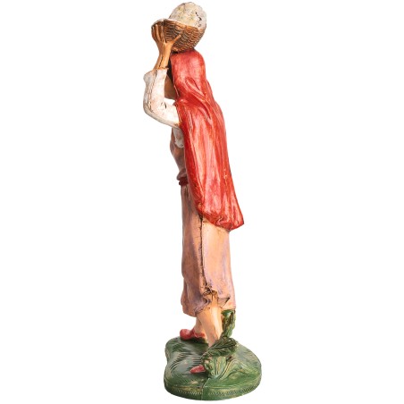 Donna con cesto in testa h 19,5 cm per presepe Mondo Presepi
