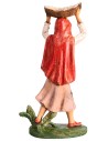 Donna con cesto in testa h 19,5 cm per presepe Mondo Presepi