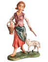 Donna con cesto e pecorella h 17-18 cm per presepe Mondo Presepi