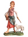 Donna con cesto e pecorella h 17-18 cm per presepe Mondo Presepi