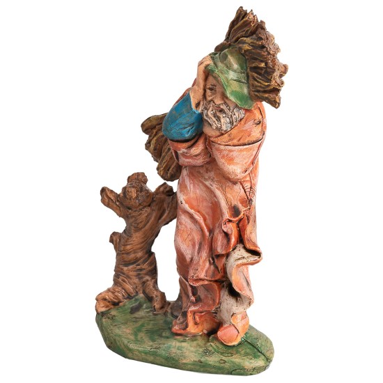 Carpenter with a bundle of wood on his shoulders h 10 cm for nativity scene