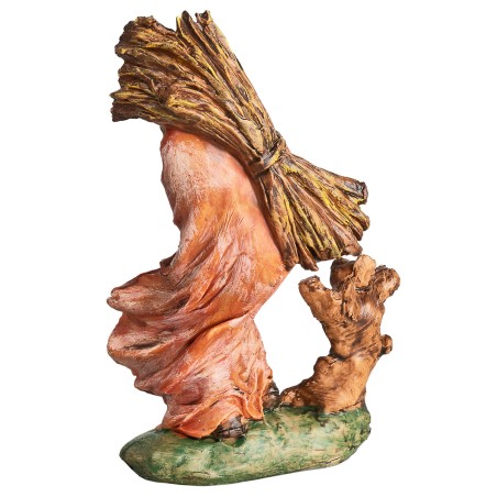 Carpenter with a bundle of wood on his shoulders h 10 cm for nativity scene