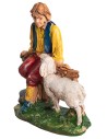 Pastore su staccionata con pecora serie 10 cm per presepe Mondo