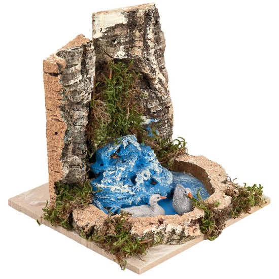 Pond with two ducks for nativity scene cm 15x15x14 h