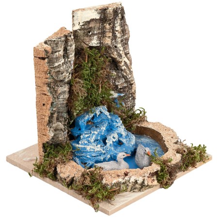 Pond with two ducks for nativity scene cm 15x15x14 h