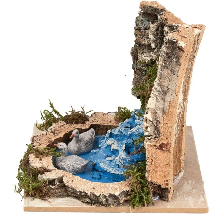 Pond with two ducks for nativity scene cm 15x15x14 h