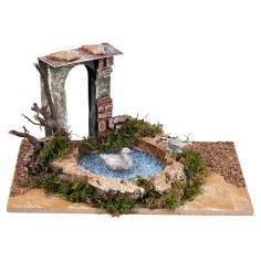 Laghetto con arco e due cigni effetto profondità cm 24x15x12,5 h