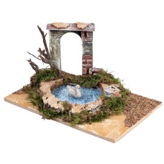 Pond with arch and two swans depth effect cm 24x15x12.5 h 2