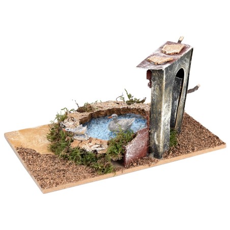 Pond with arch and two swans depth effect cm 24x15x12.5