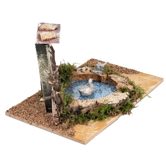 Pond with arch and two swans depth effect cm 24x15x12.5 h