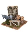 Burro con carro y barriles para belén cm 15x15x12,5 h
