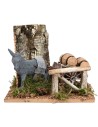 Burro con carro y barriles para belén cm 15x15x12,5 h