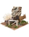Ox with cart loaded with straw for nativity scene cm 15x15x12 h for