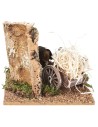 Ox with cart loaded with straw for nativity scene cm 15x15x12 h for