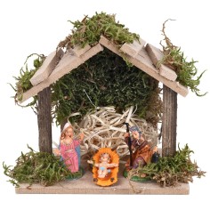 Capanna in legno completo di natività cm 13,5x8x12 h per