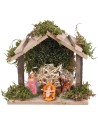 Wooden hut complete with nativity scene cm 13.5x8x12 h for